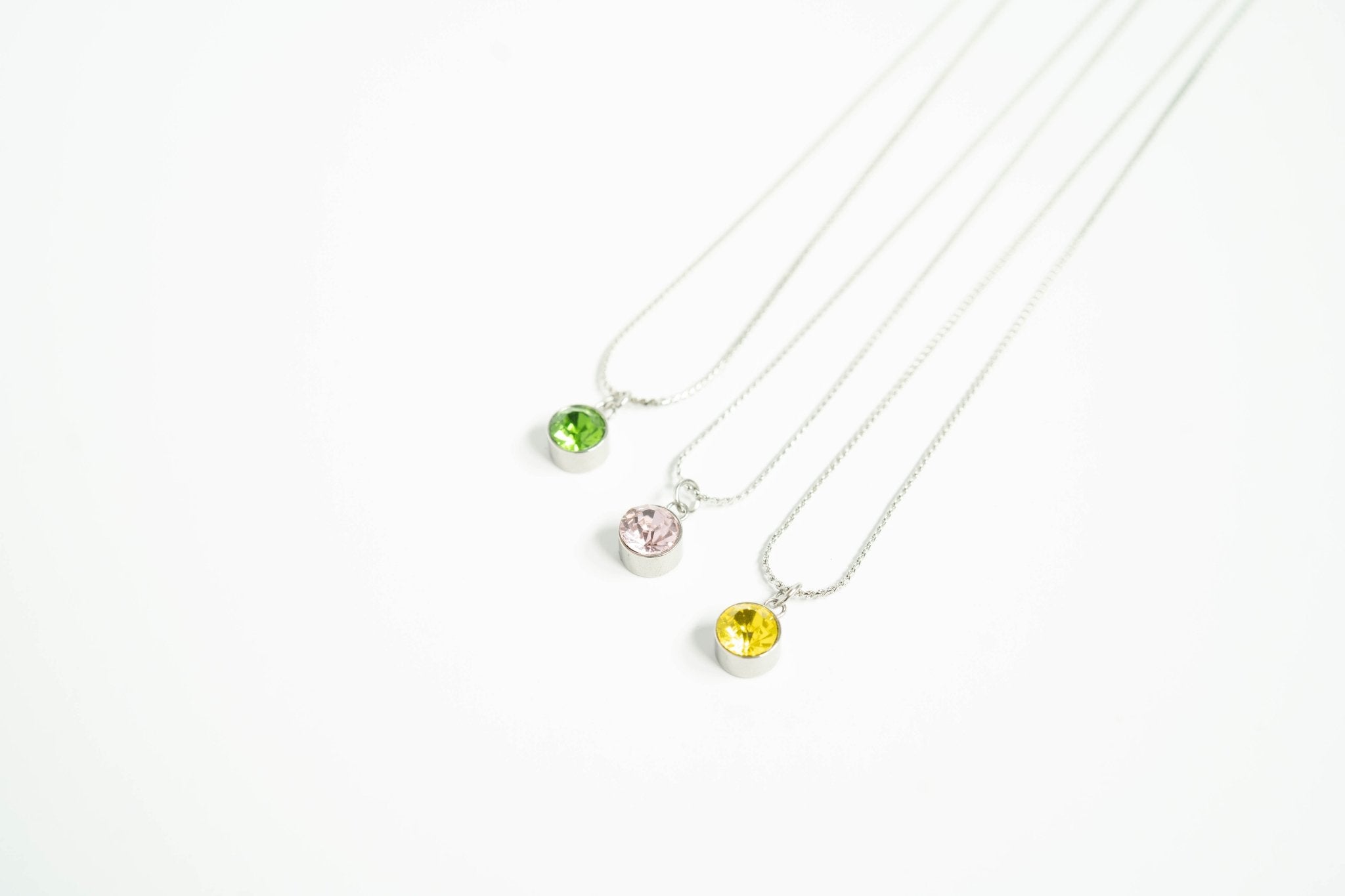 Birthstone Charm – 8mm Gold Plated Stainless Steel Round Gemstone Pendant - charm | Sunflower Soul Boutique