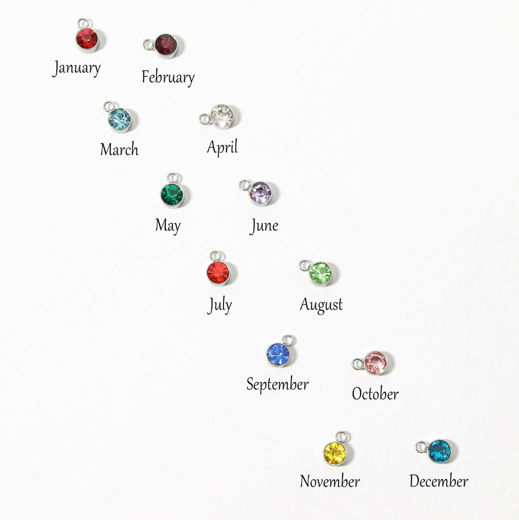 Birthstone Charm - Stainless Steel Cubic Zirconia Jewelry Accent Waterproof - Charms | Sunflower Soul Boutique