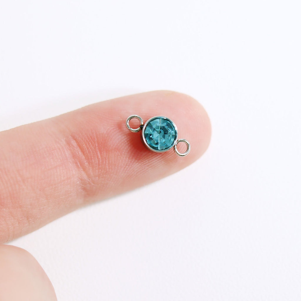 Birthstone Connector Charm – Stainless Steel Cubic Zirconia Jewelry Accent - Charms | Sunflower Soul Boutique