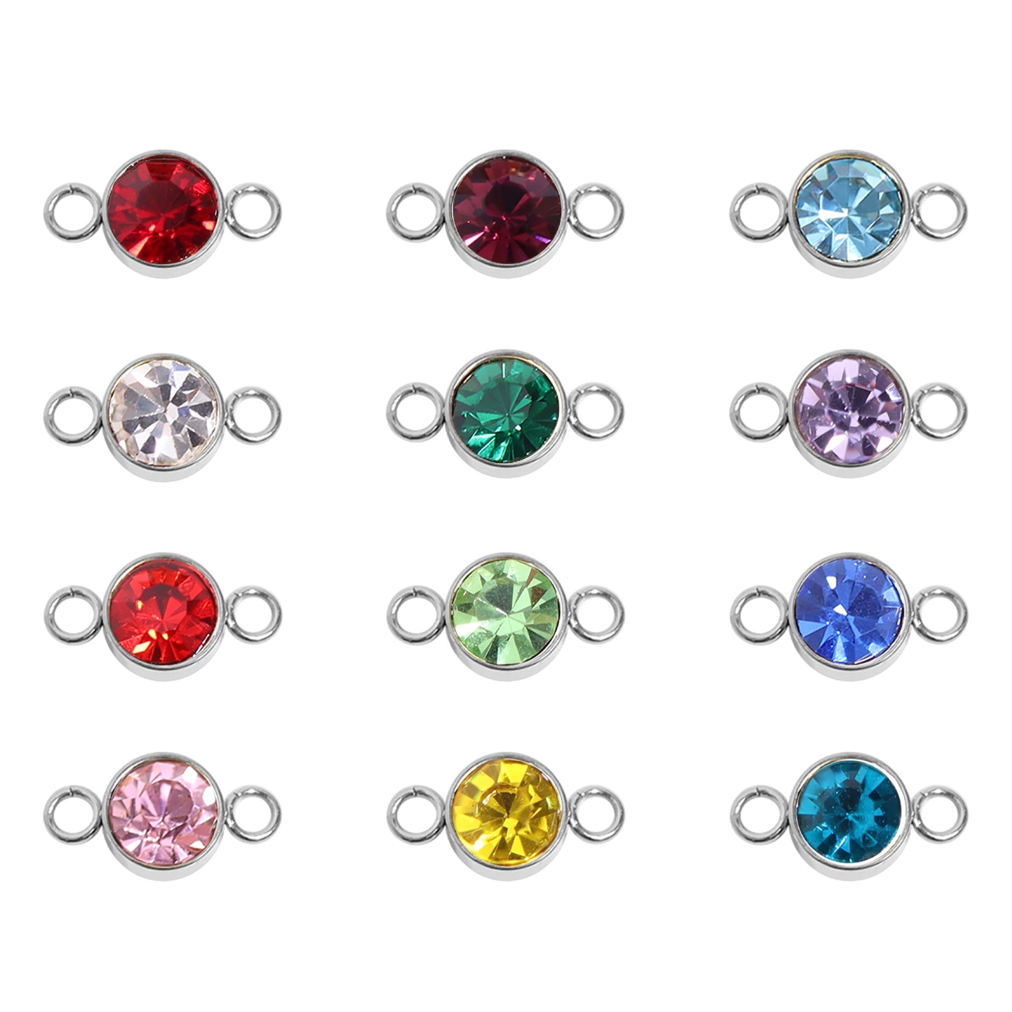 Birthstone Connector Charm – Stainless Steel Cubic Zirconia Jewelry Accent - Charms | Sunflower Soul Boutique