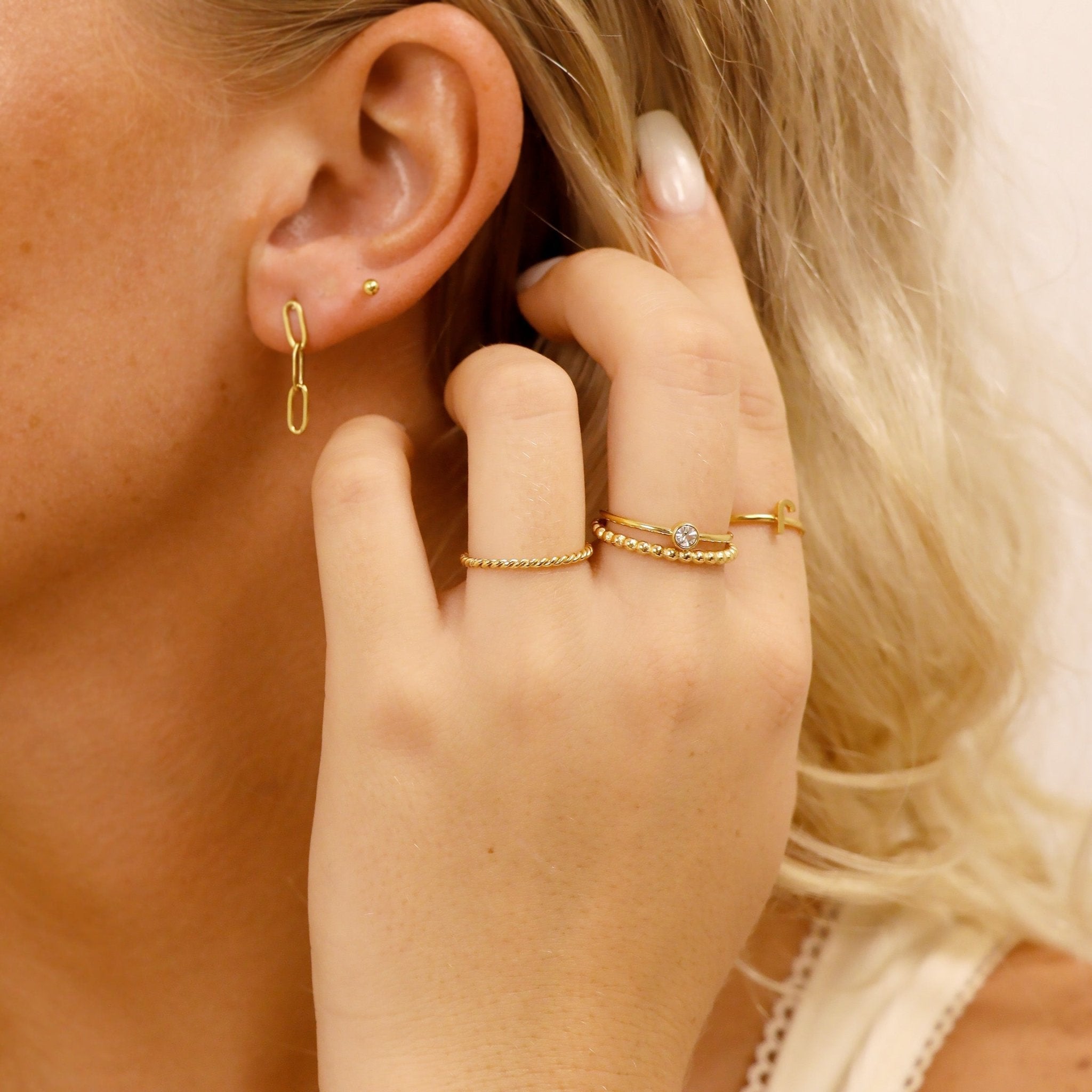 Birthstone Stacking Ring – 18K Gold Stainless Steel | Hypoallergenic Daily Wear - Ring | Sunflower Soul Boutique