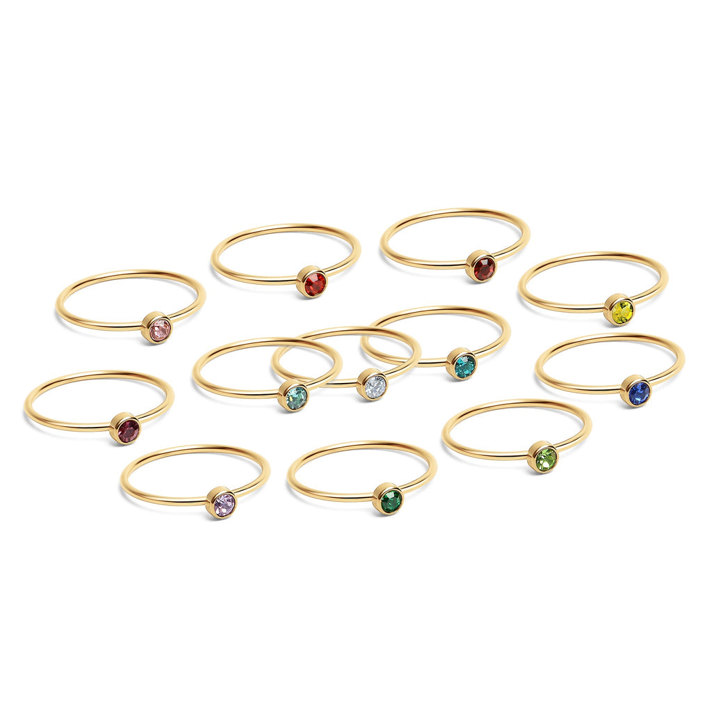Birthstone Stacking Ring – 18K Gold Stainless Steel | Hypoallergenic Daily Wear - Ring | Sunflower Soul Boutique