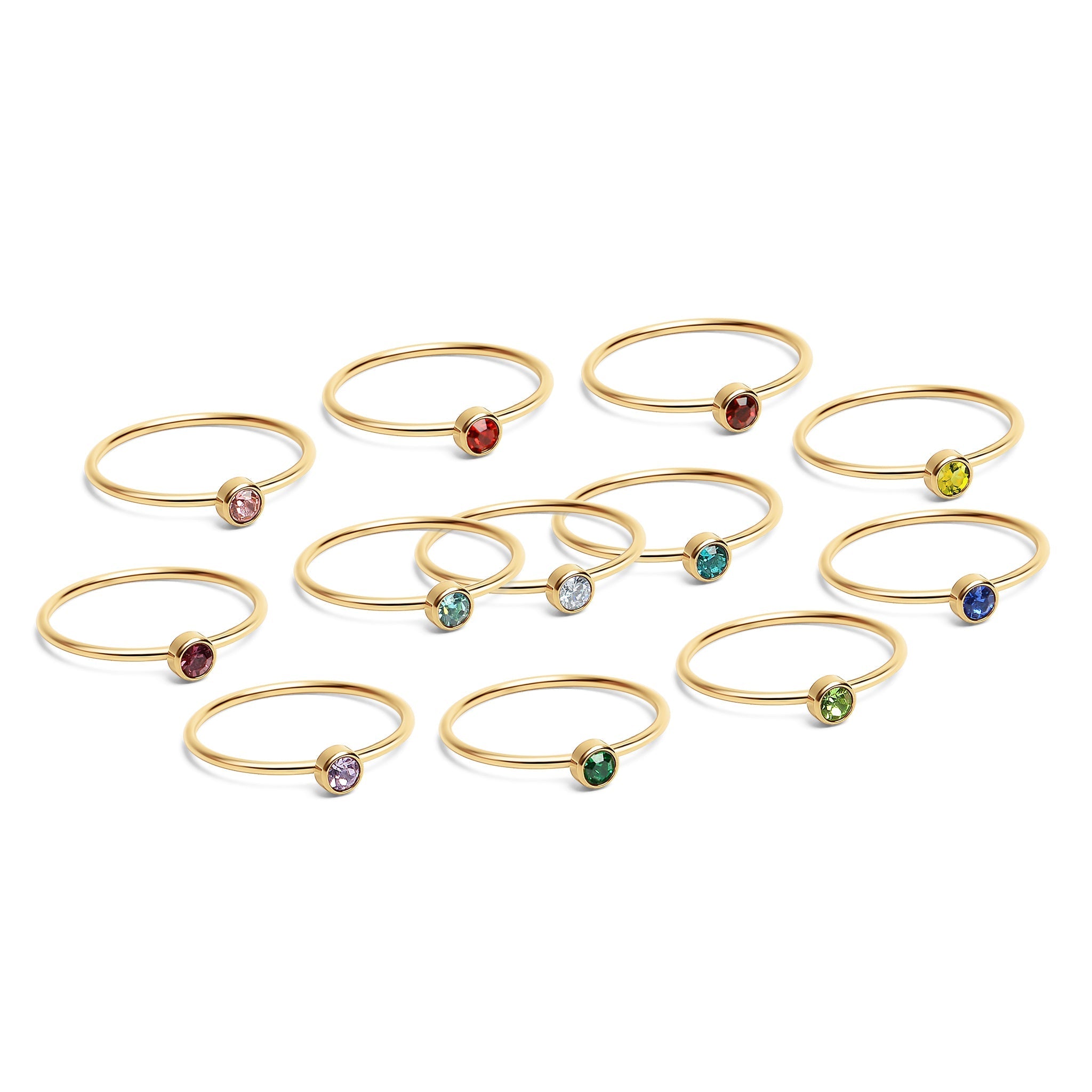 Birthstone Stacking Ring – 18K Gold Stainless Steel | Hypoallergenic Daily Wear - Ring | Sunflower Soul Boutique