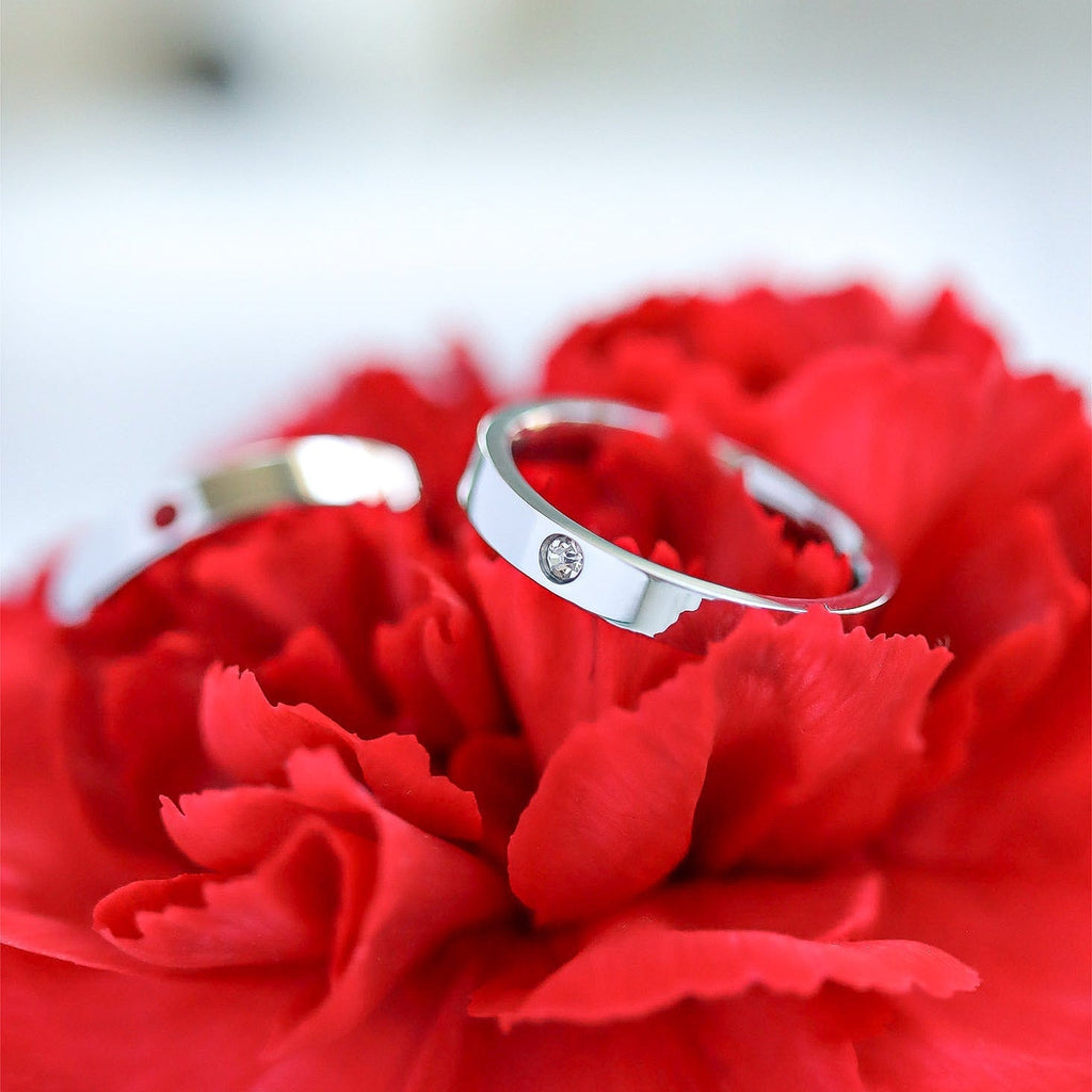 Birthstone Stacking Ring – 3mm Wide Band Stainless Steel Engraved Jewelry Gift - Ring | Sunflower Soul Boutique
