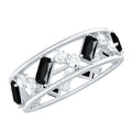 Black Onyx and Diamond Zig Zag Wide Wedding Band