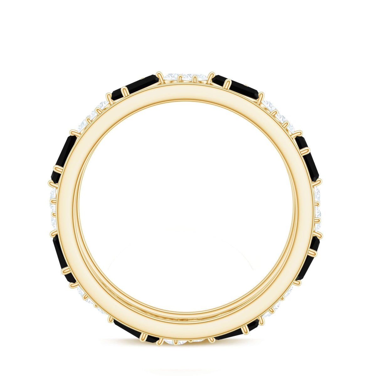 Black Onyx and Diamond Zig Zag Wide Wedding Band