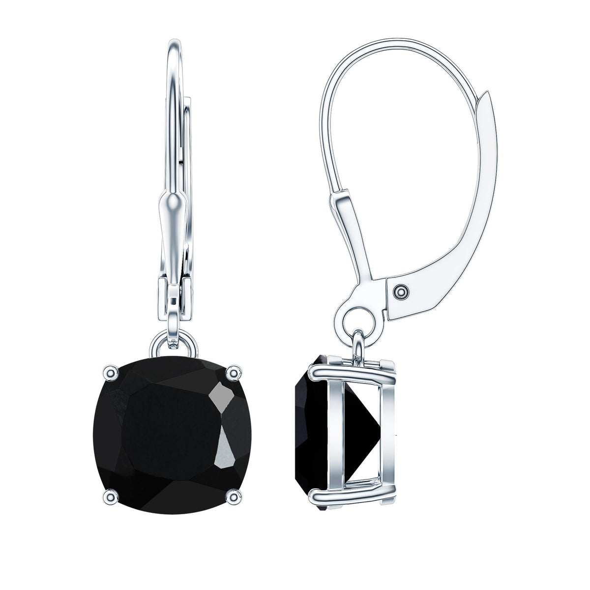 Black Onyx Solitaire Drop Lever Back Earrings