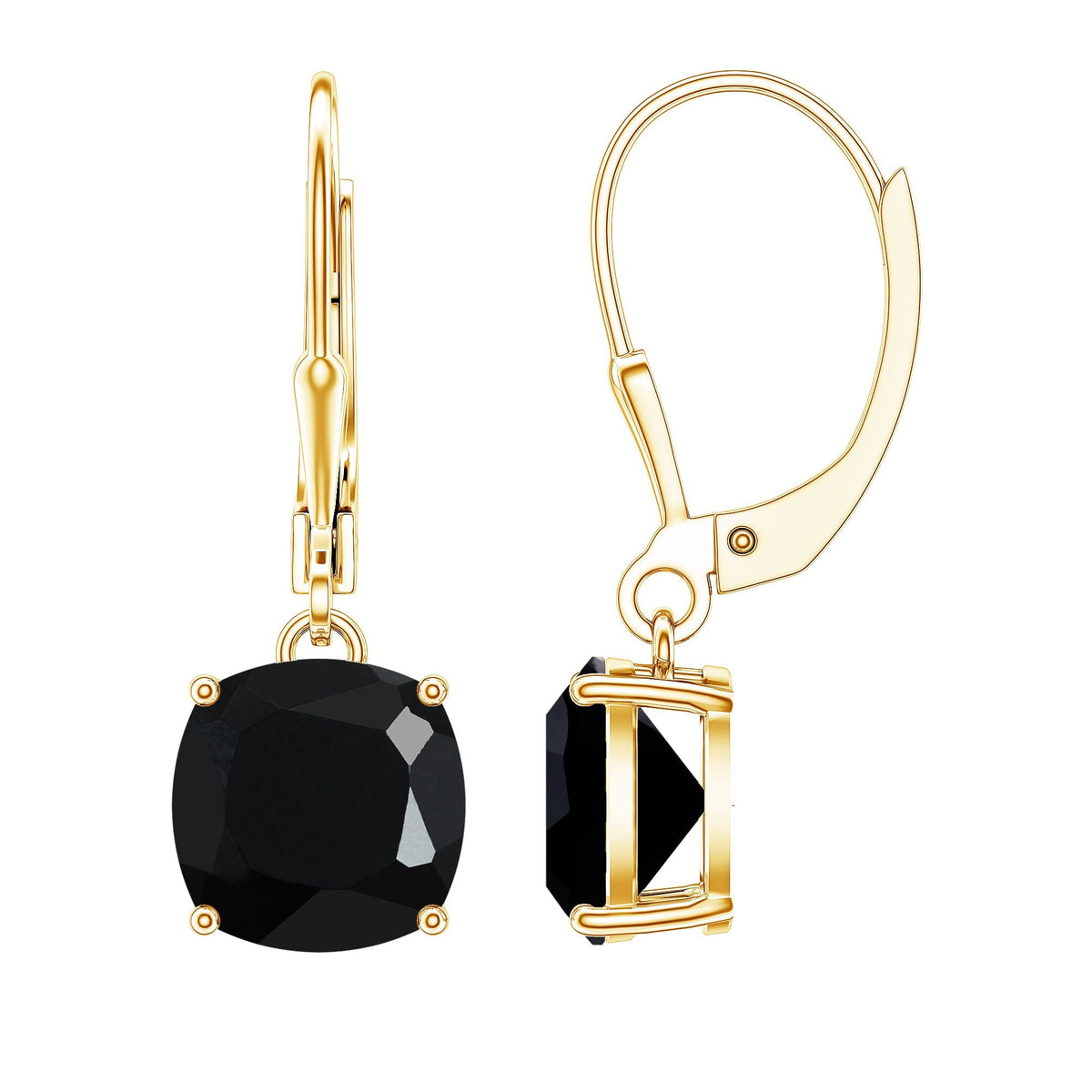 Black Onyx Solitaire Drop Lever Back Earrings
