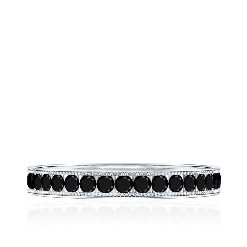 Black Onyx Wedding Band with Milgrain Detailing
