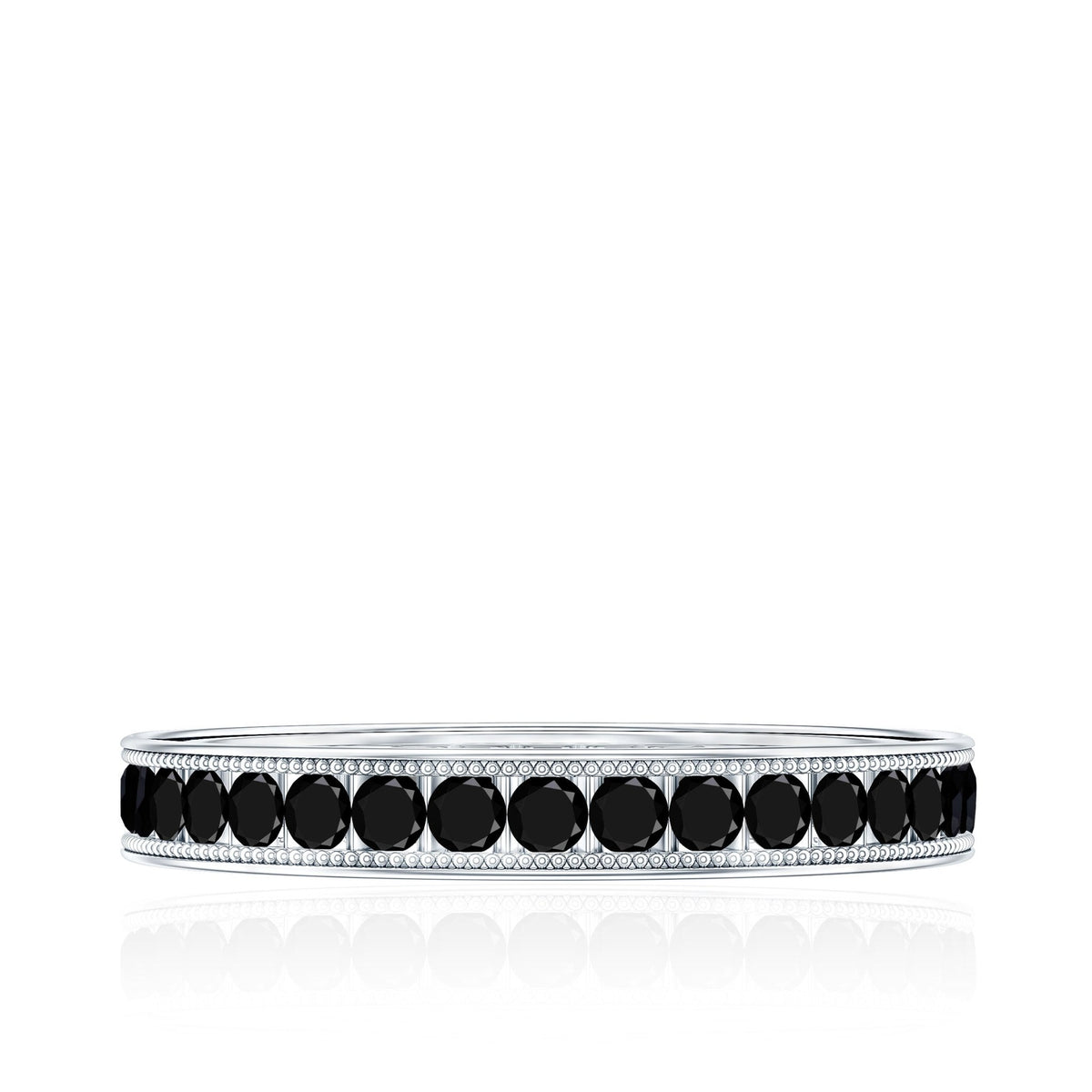 Black Onyx Wedding Band with Milgrain Detailing