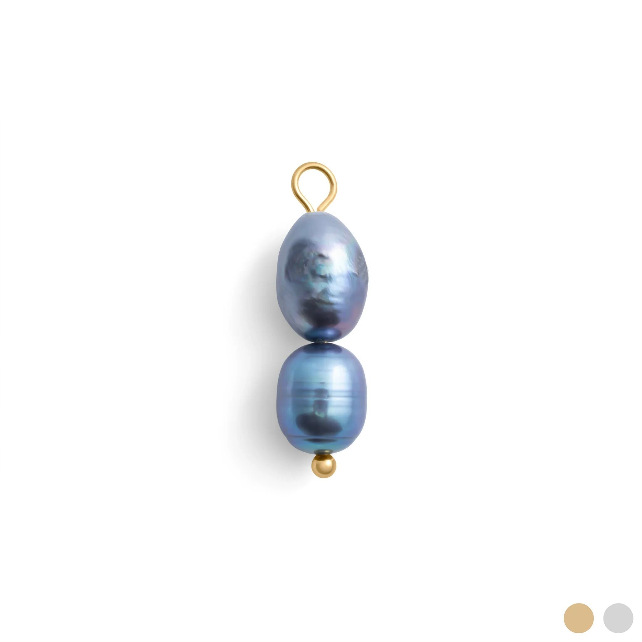 Black Pearl Charm | 18K Gold Stainless Steel Double Pearl Pendant - Tarnish Resistant - Charms | Sunflower Soul Boutique
