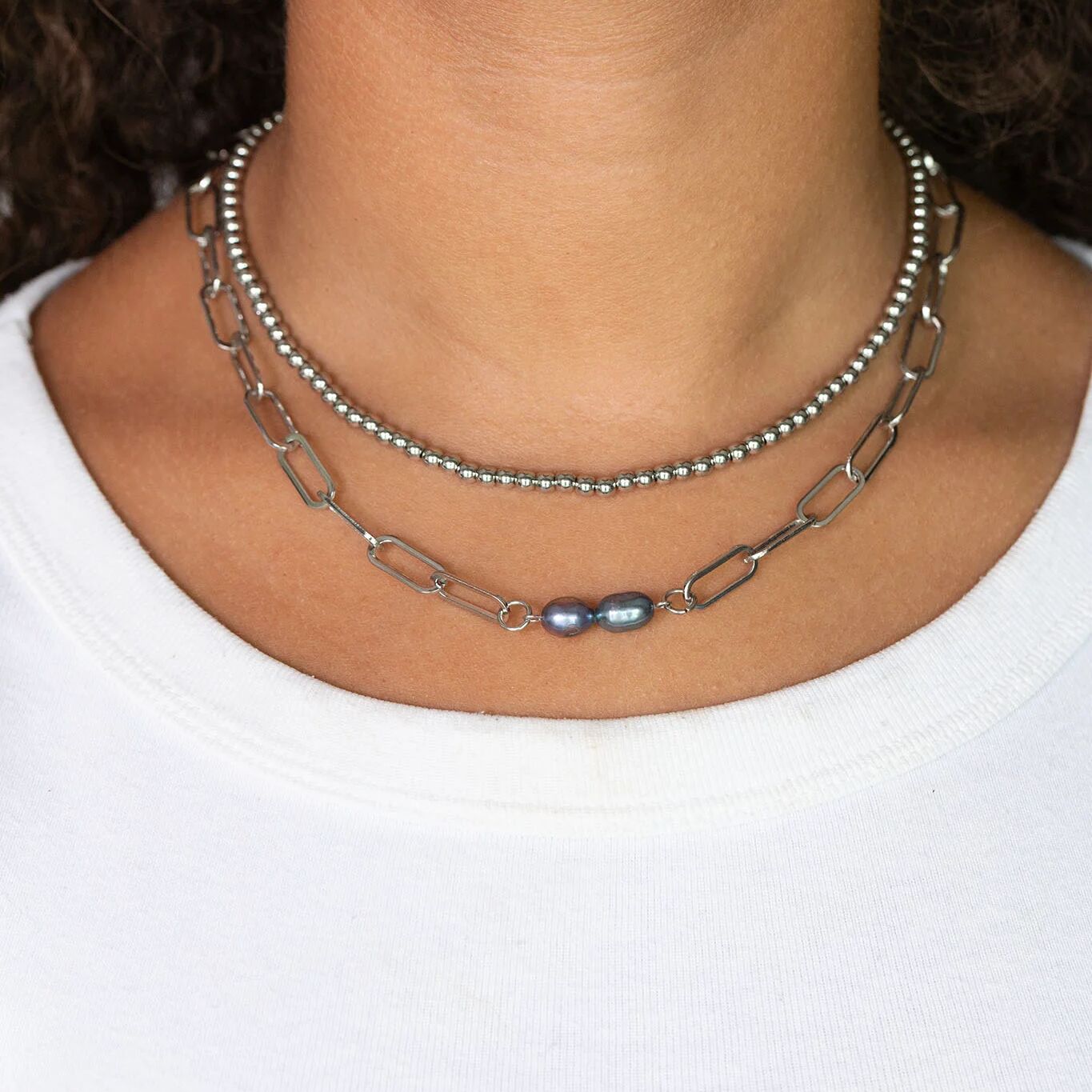 Black Pearl Charm Connector – Double Black Pearls on 18K Gold PVD Stainless Steel - Charms | Sunflower Soul Boutique