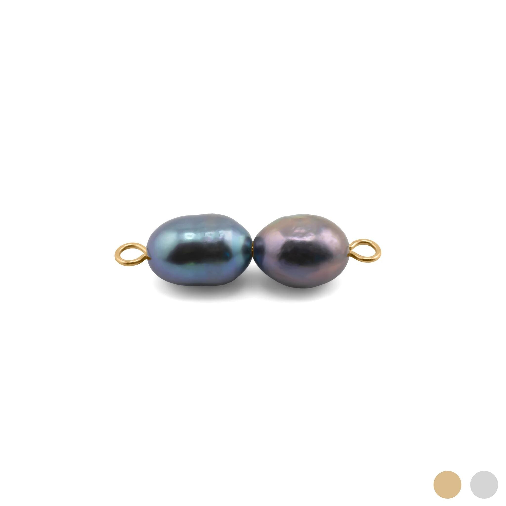 Black Pearl Charm Connector – Double Black Pearls on 18K Gold PVD Stainless Steel - Charms | Sunflower Soul Boutique