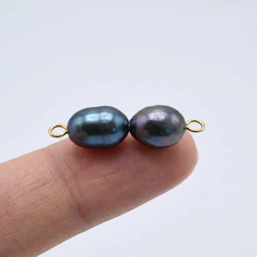 Black Pearl Charm Connector – Double Black Pearls on 18K Gold PVD Stainless Steel - Charms | Sunflower Soul Boutique