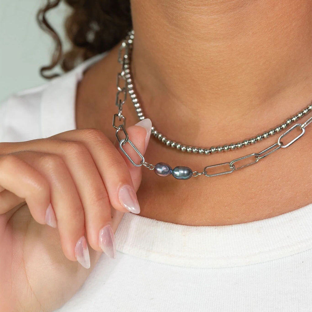 Black Pearl Charm Connector – Double Black Pearls on 18K Gold PVD Stainless Steel - Charms | Sunflower Soul Boutique