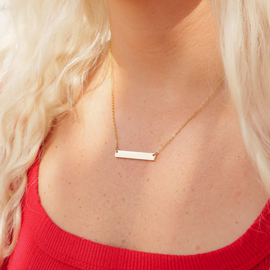 Blank Bar Necklace – Polished 316L Surgical Steel Pendant with 18" Chain - Necklaces | Sunflower Soul Boutique