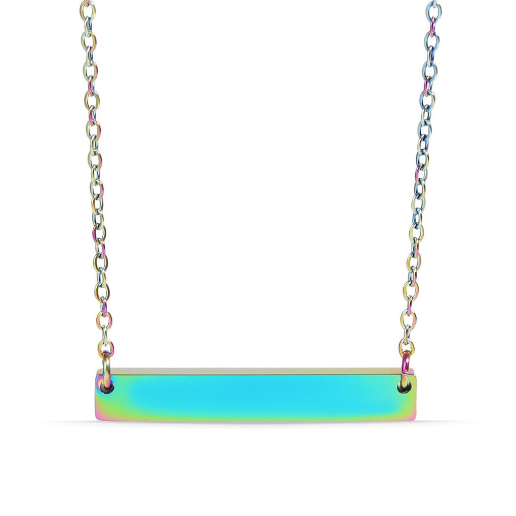 Blank Bar Necklace – Polished 316L Surgical Steel Pendant with 18" Chain - Necklaces | Sunflower Soul Boutique