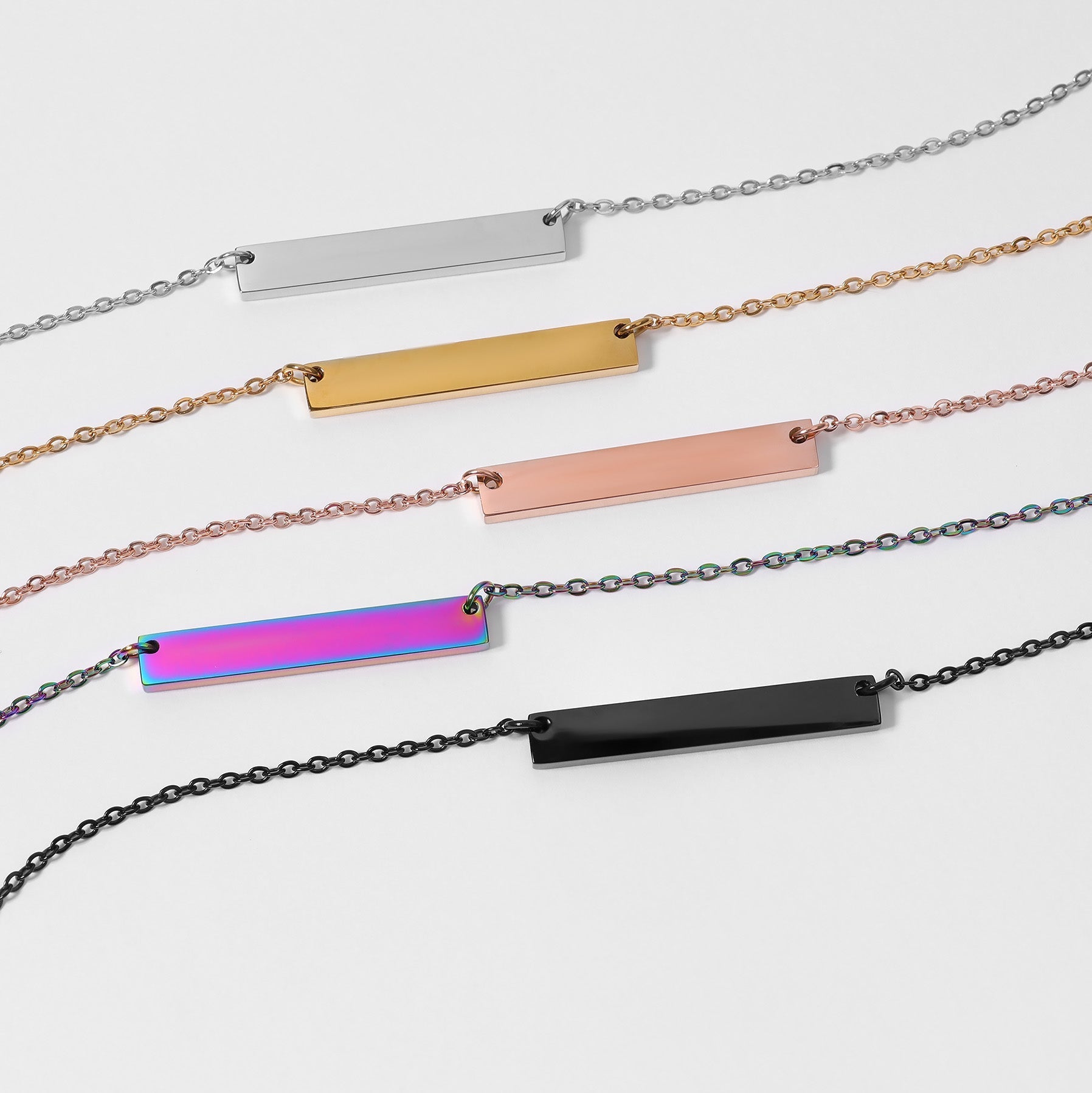Blank Bar Necklace – Polished 316L Surgical Steel Pendant with 18" Chain - Necklaces | Sunflower Soul Boutique