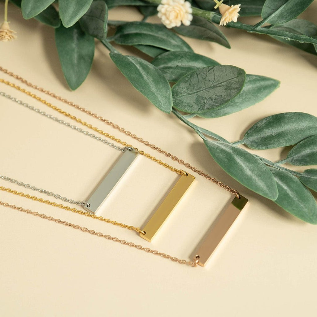 Blank Bar Necklace – Polished 316L Surgical Steel Pendant with 18" Chain - Necklaces | Sunflower Soul Boutique