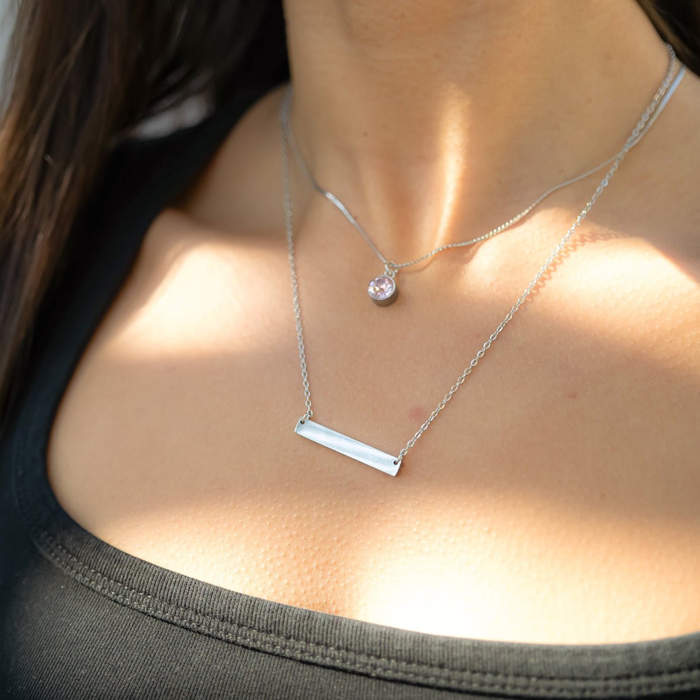 Blank Bar Necklace – Polished 316L Surgical Steel Pendant with 18" Chain - Necklaces | Sunflower Soul Boutique