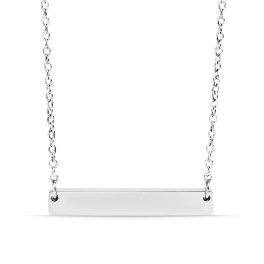 Blank Bar Necklace – Polished 316L Surgical Steel Pendant with 18" Chain - Necklaces | Sunflower Soul Boutique