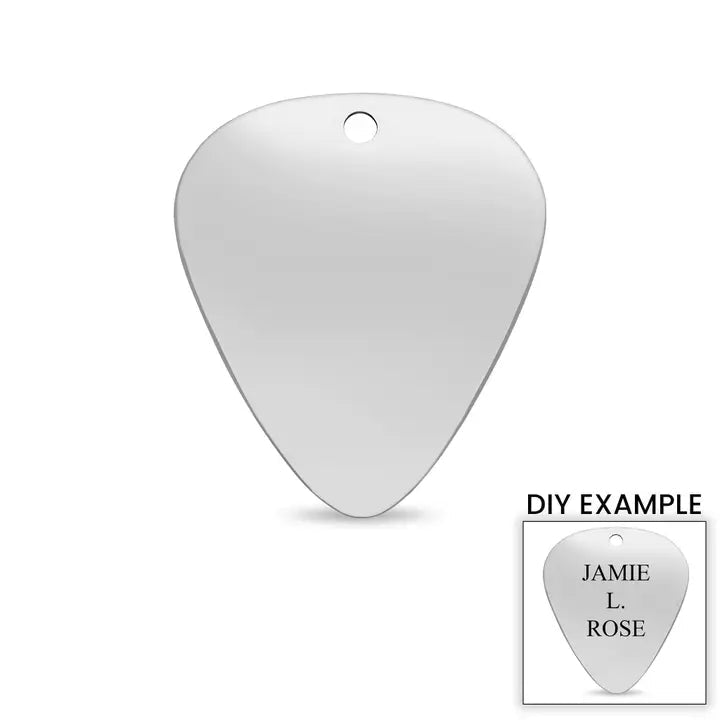 Blank Guitar Pick Pendant – Stainless Steel Engravable Music Jewelry Charm