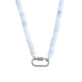 Blue Chunky Bead Necklace - Stainless Steel Chain With Carabiner Clasp - Necklaces | Sunflower Soul Boutique