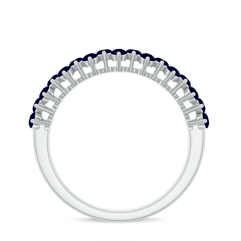 Blue Sapphire Anniversary Ring Half Eternity Band For Women