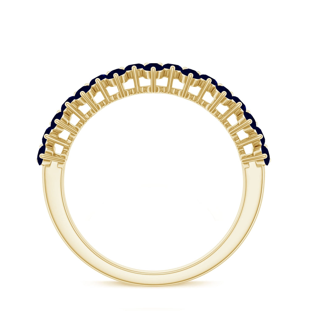Blue Sapphire Anniversary Ring Half Eternity Band For Women