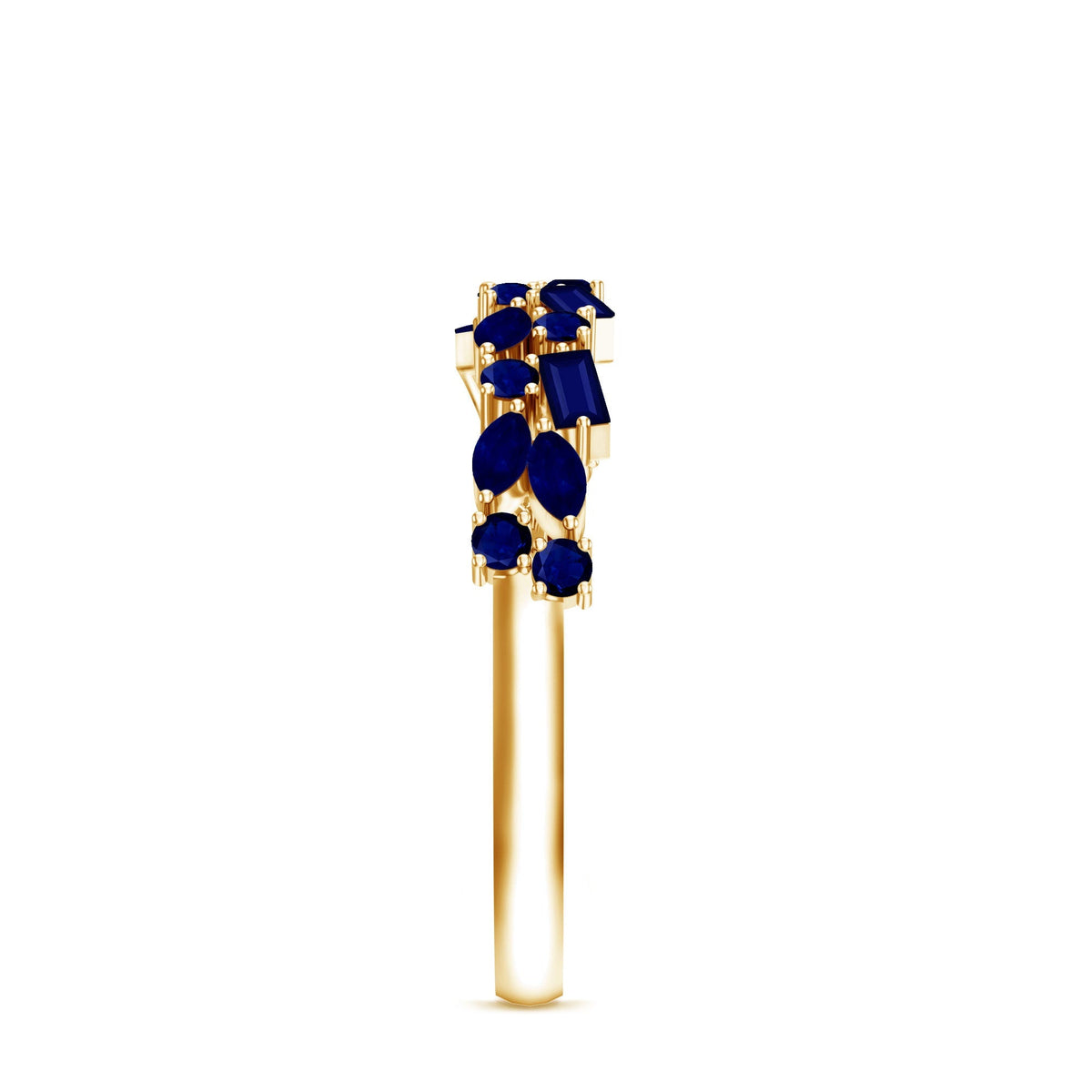 Blue Sapphire Anniversary Ring, Half Eternity Band For Women