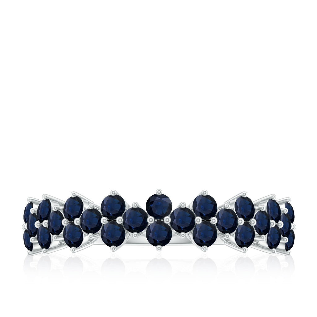 Blue Sapphire Anniversary Ring Half Eternity Band For Women