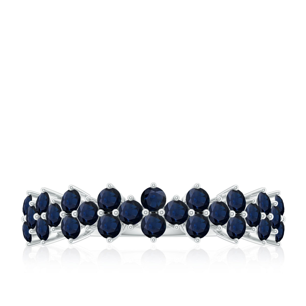 Blue Sapphire Anniversary Ring Half Eternity Band For Women