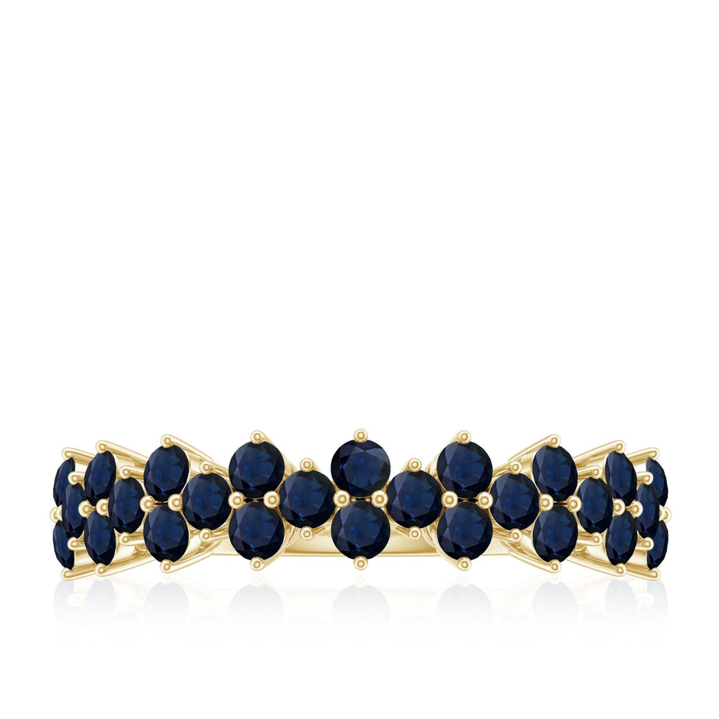Blue Sapphire Anniversary Ring Half Eternity Band For Women