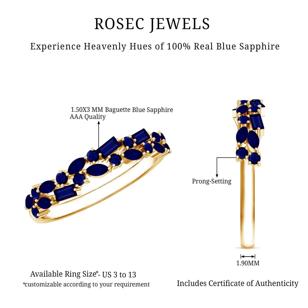 Blue Sapphire Anniversary Ring, Half Eternity Band For Women