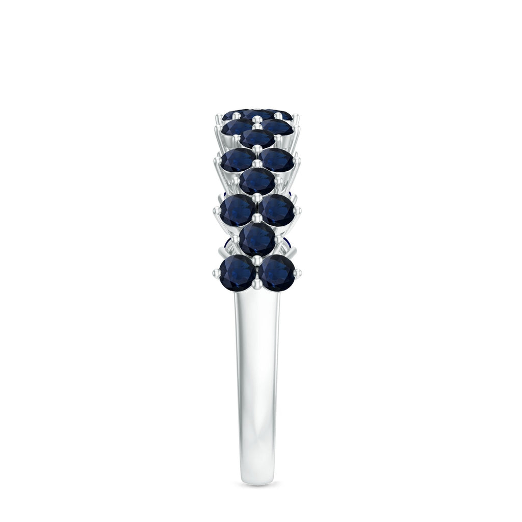 Blue Sapphire Anniversary Ring Half Eternity Band For Women