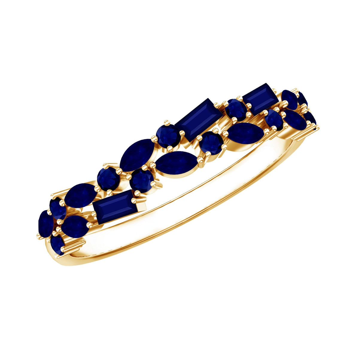Blue Sapphire Anniversary Ring, Half Eternity Band For Women
