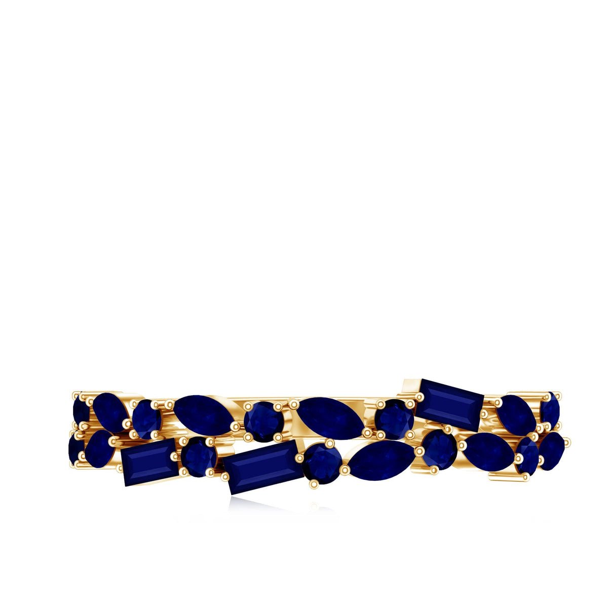 Blue Sapphire Anniversary Ring, Half Eternity Band For Women