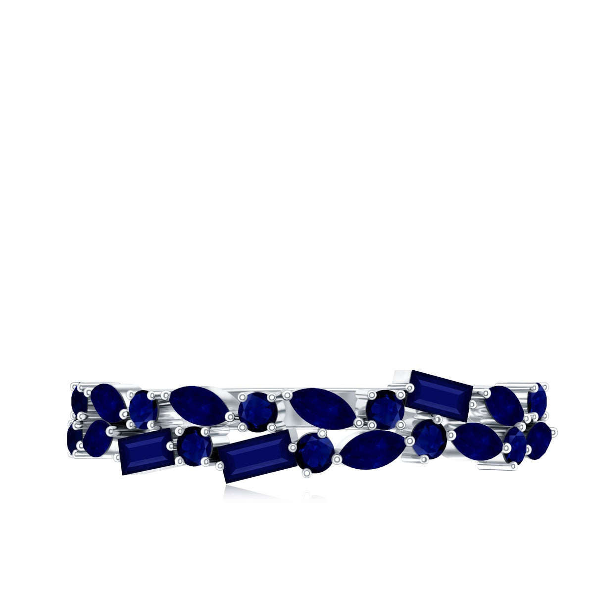 Blue Sapphire Anniversary Ring, Half Eternity Band For Women