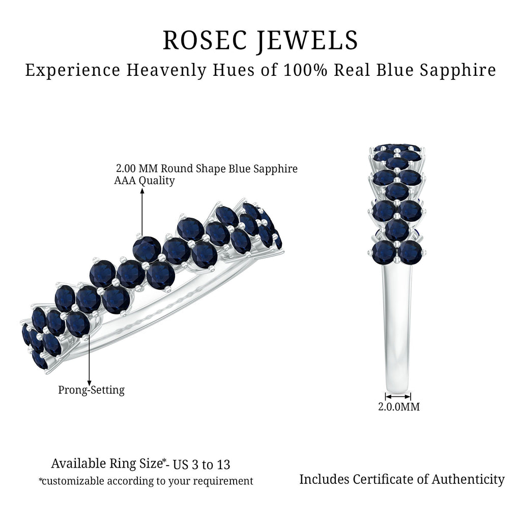 Blue Sapphire Anniversary Ring Half Eternity Band For Women