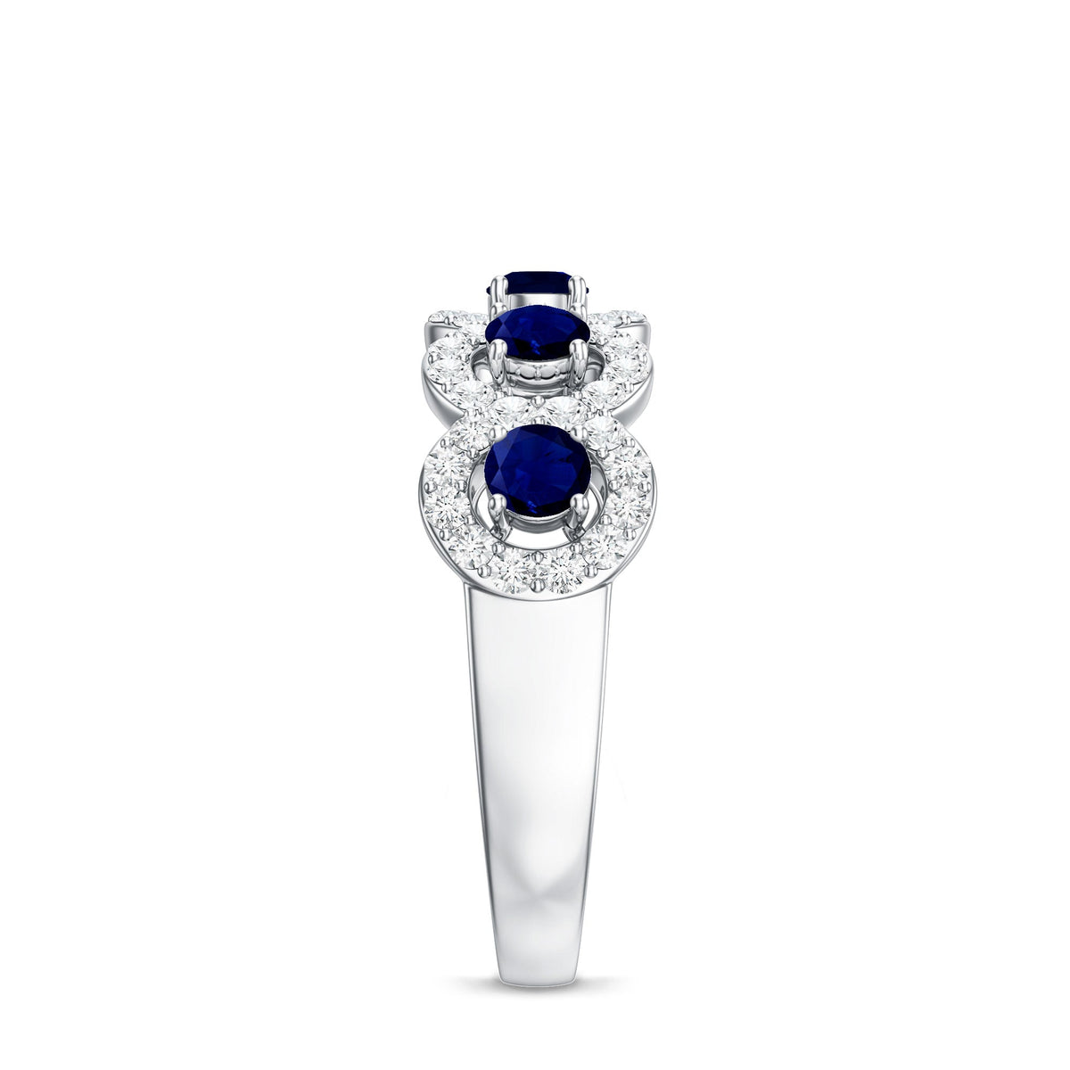 Blue Sapphire Anniversary Ring, Half Eternity Diamond Band