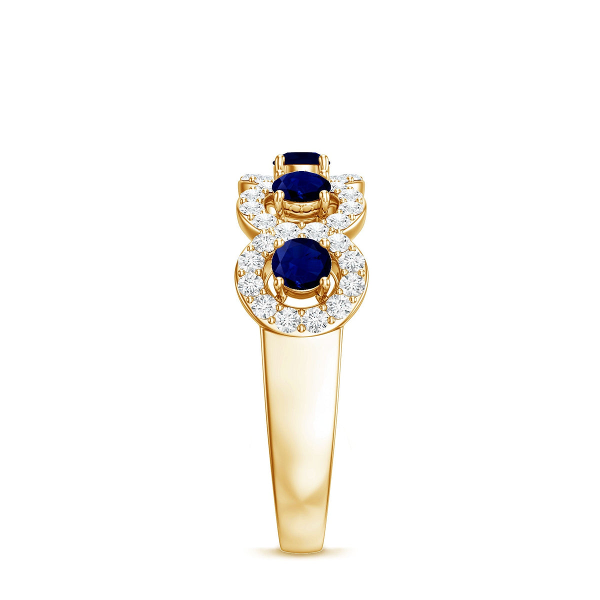 Blue Sapphire Anniversary Ring, Half Eternity Diamond Band