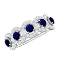 Blue Sapphire Anniversary Ring, Half Eternity Diamond Band