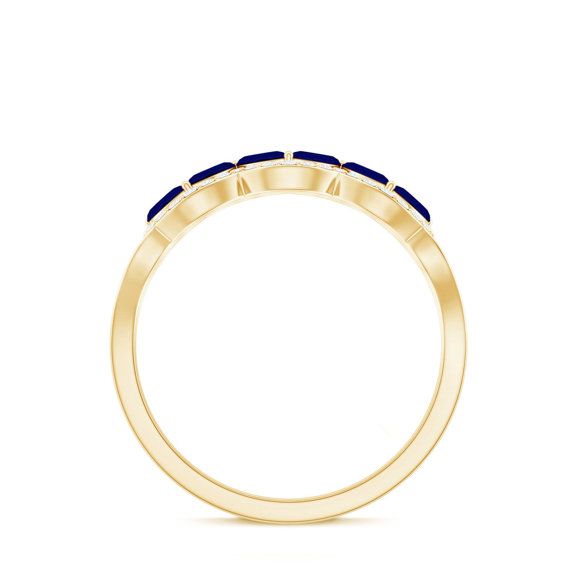 Blue Sapphire Anniversary Ring, Marquise Cut Diamond Wedding Band