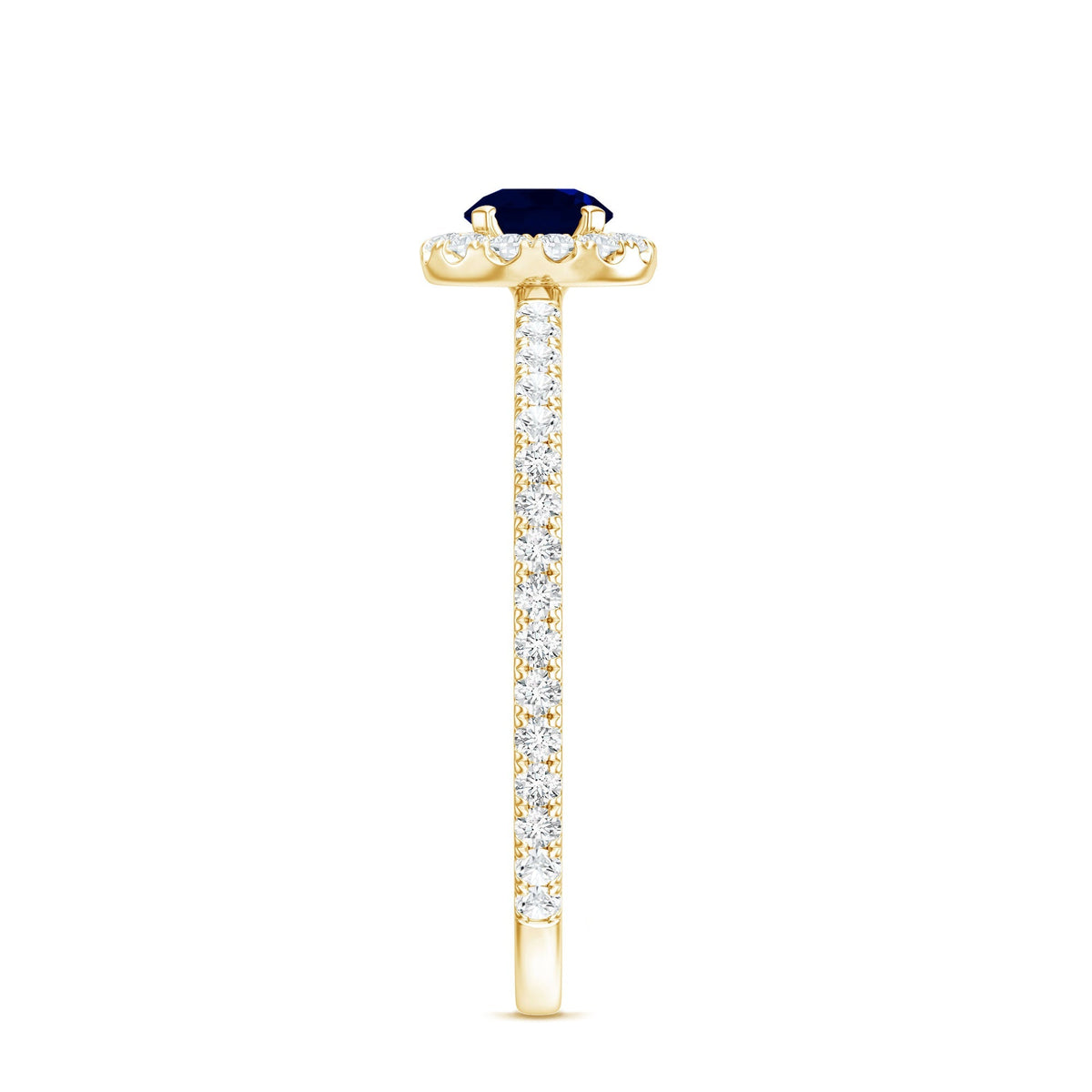 Blue Sapphire Engagement Ring, 0.9 Carat Diamond Halo