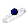 Blue Sapphire Engagement Ring, 0.95 Carat Diamond Band For Women.