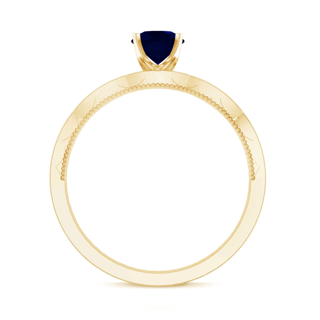 Blue Sapphire Engagement Ring, 0.95 Carat Diamond Band For Women.
