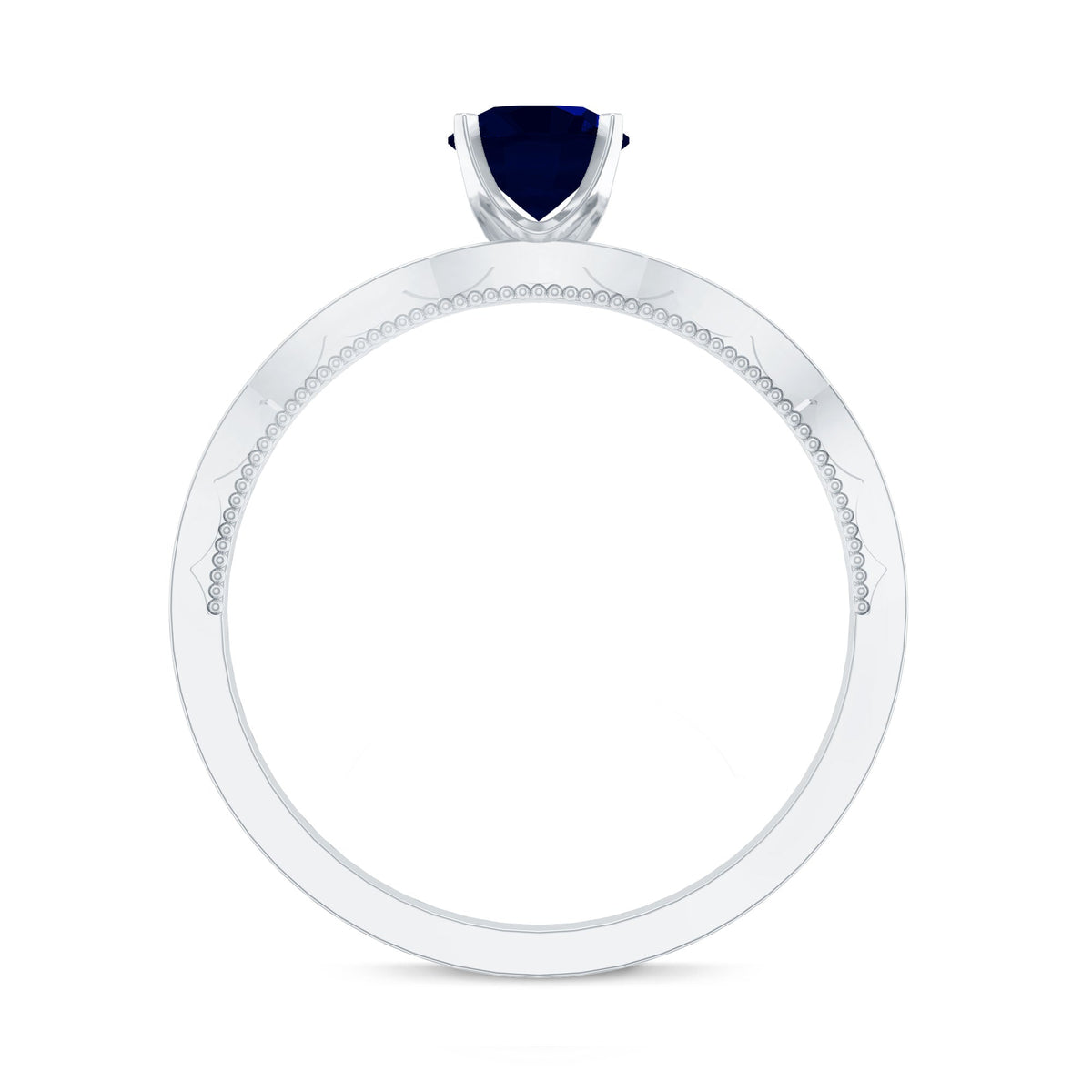 Blue Sapphire Engagement Ring, 0.95 Carat Diamond Band For Women.