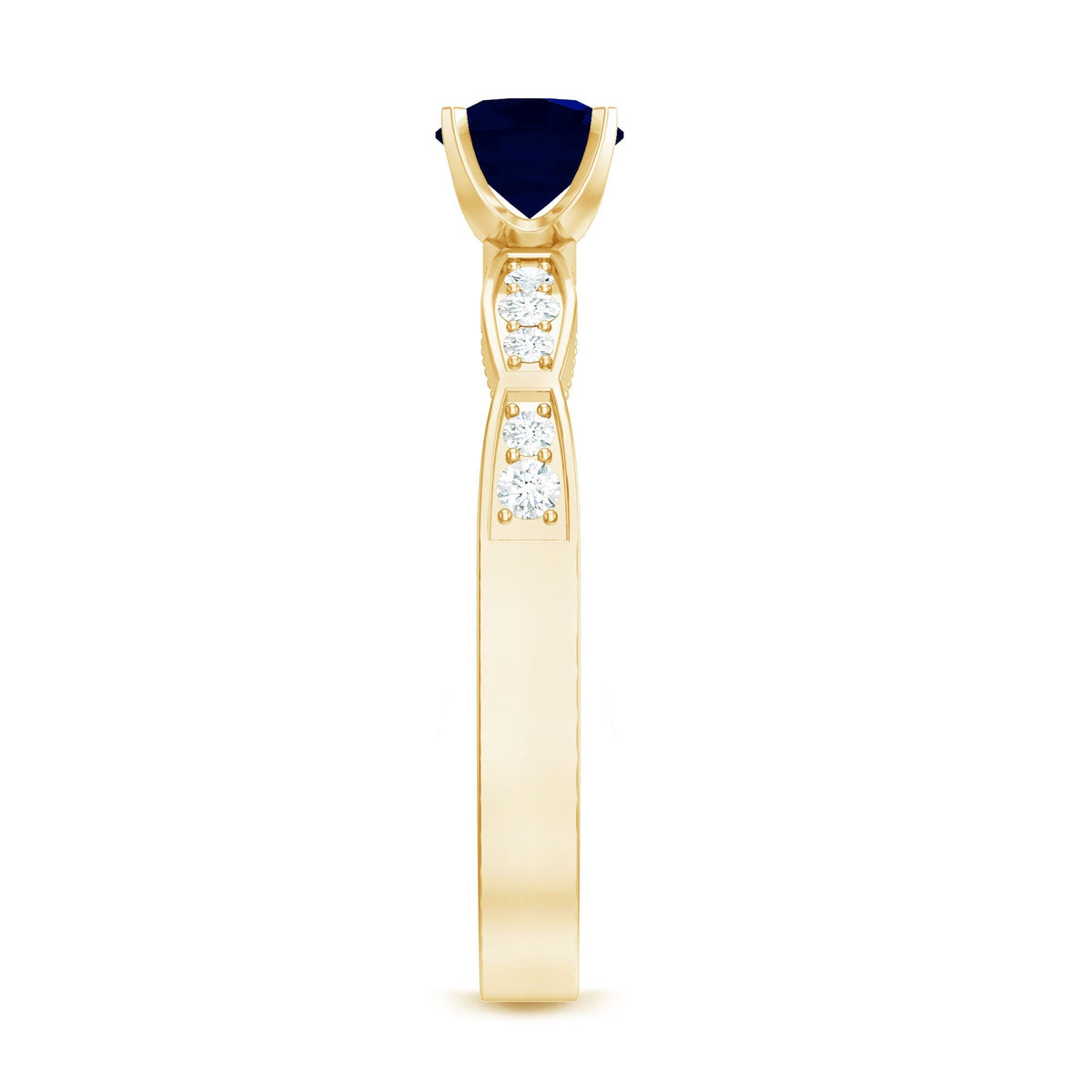 Blue Sapphire Engagement Ring, 0.95 Carat Diamond Band For Women.