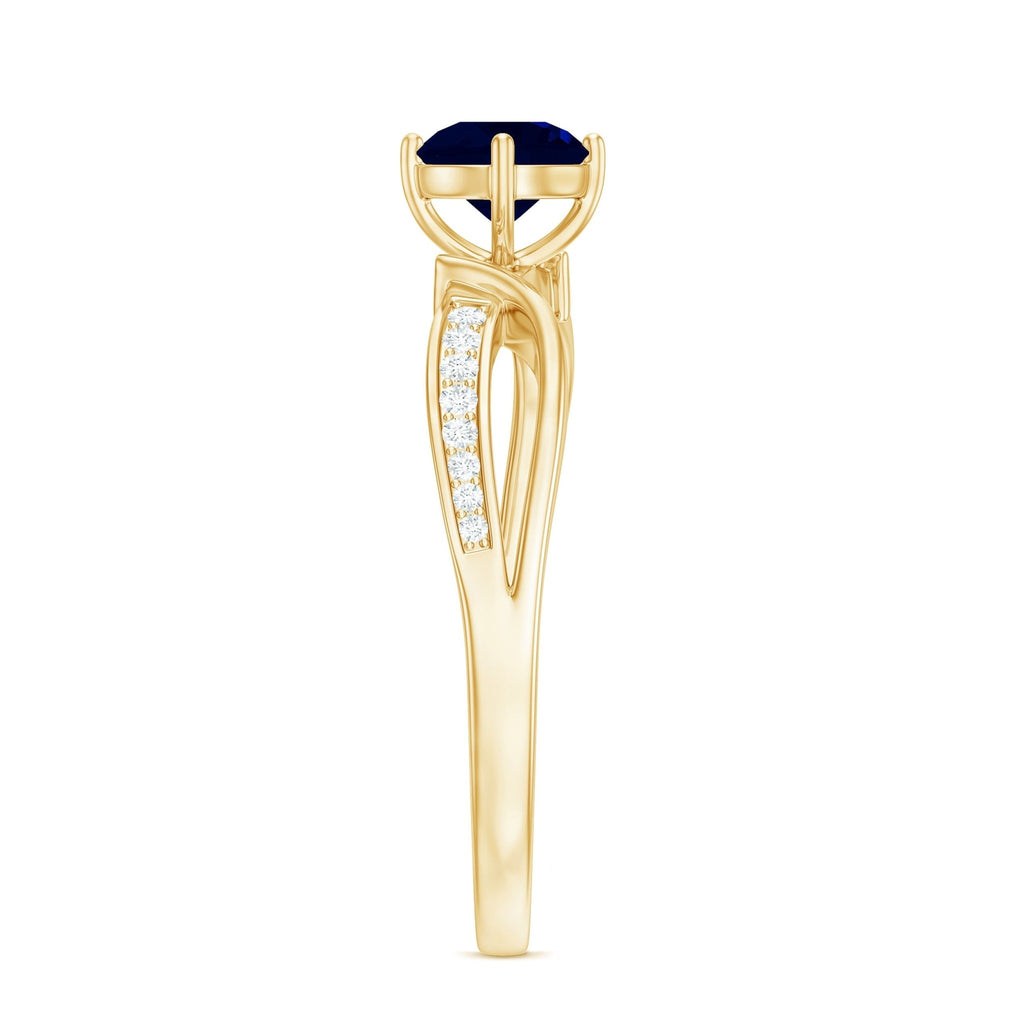 Blue Sapphire Engagement Ring, 0.95 Carat Diamond Infinity Band