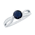 Blue Sapphire Engagement Ring, 0.95 Carat Diamond Infinity Band